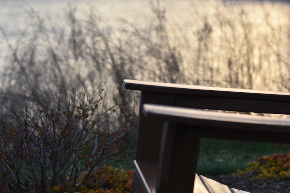 a wooden bench in a park