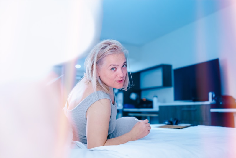 attractive woman at dining table