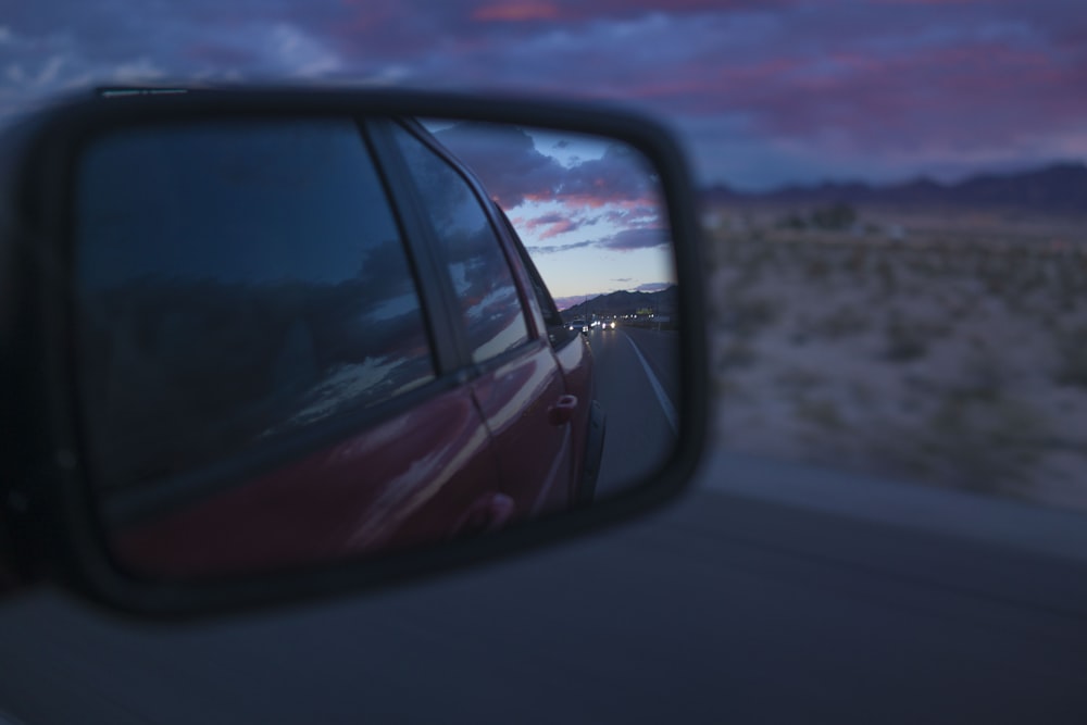 a side view mirror of a car