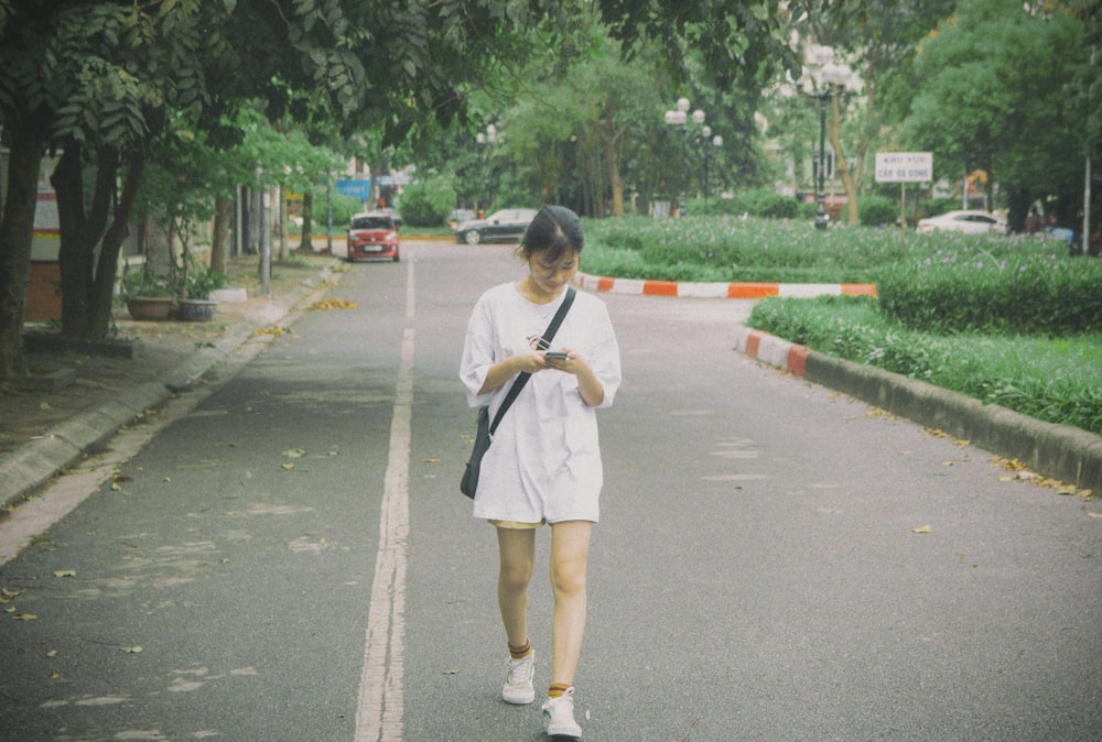 a person walking down a street