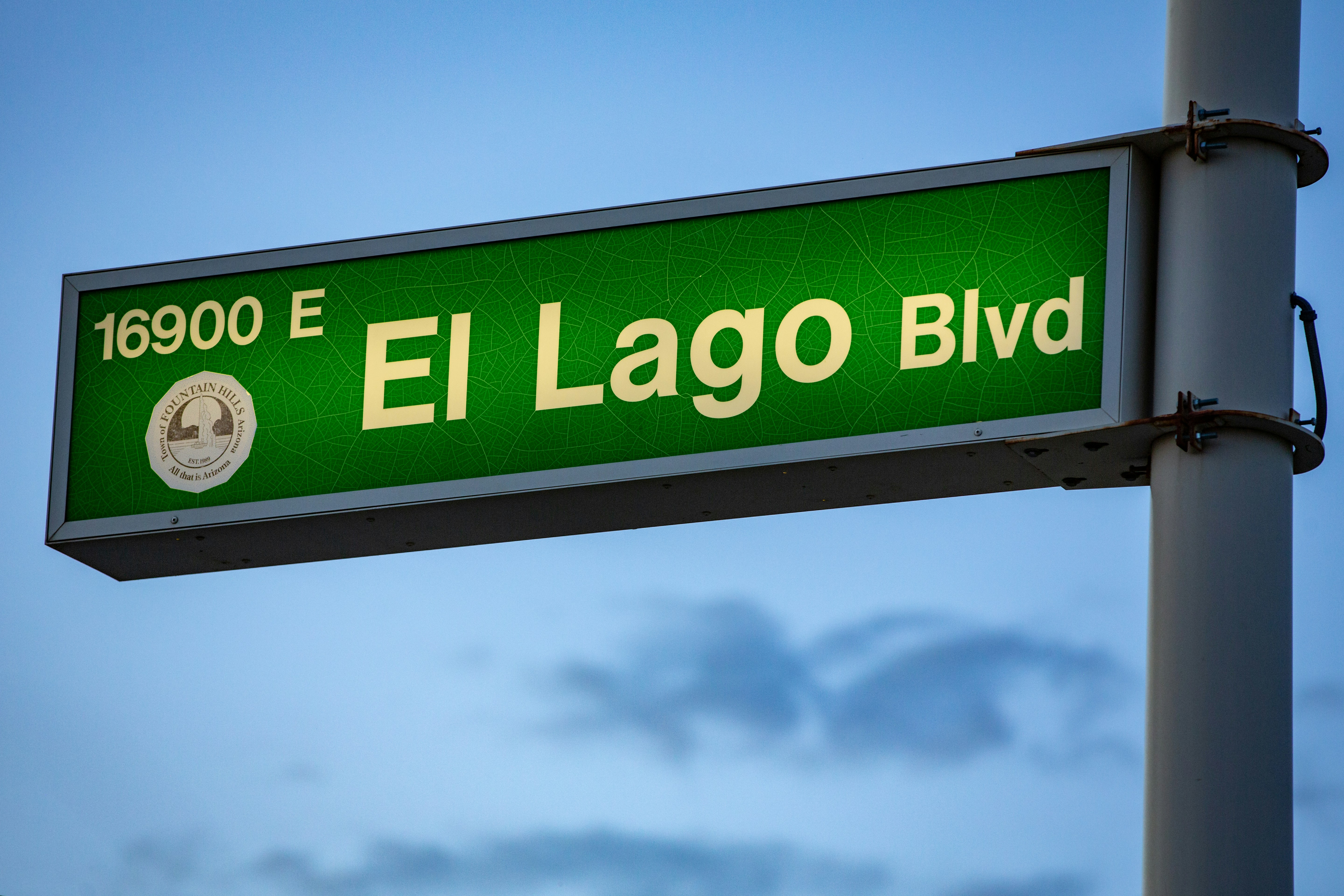 a green sign on a pole