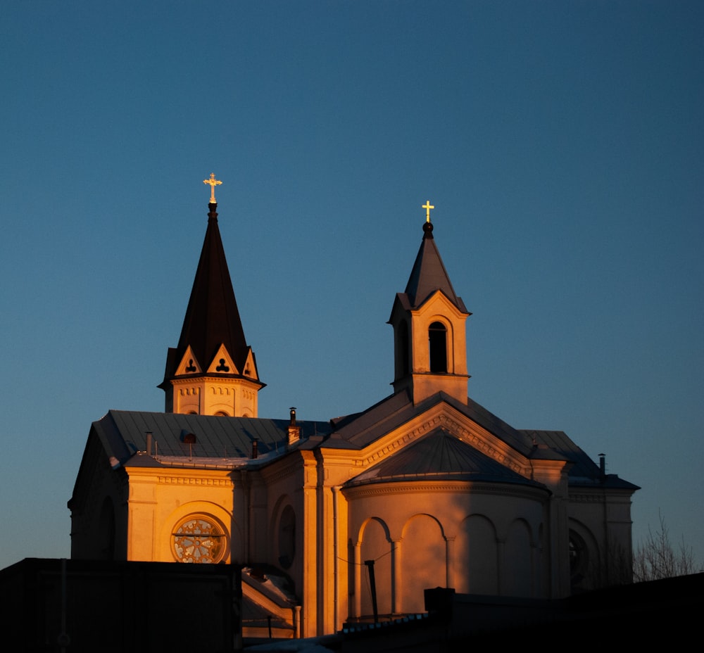 a church with a clock tower