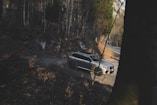 a white car parked on a road