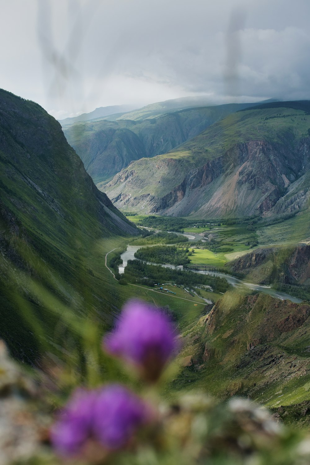 a valley between mountains