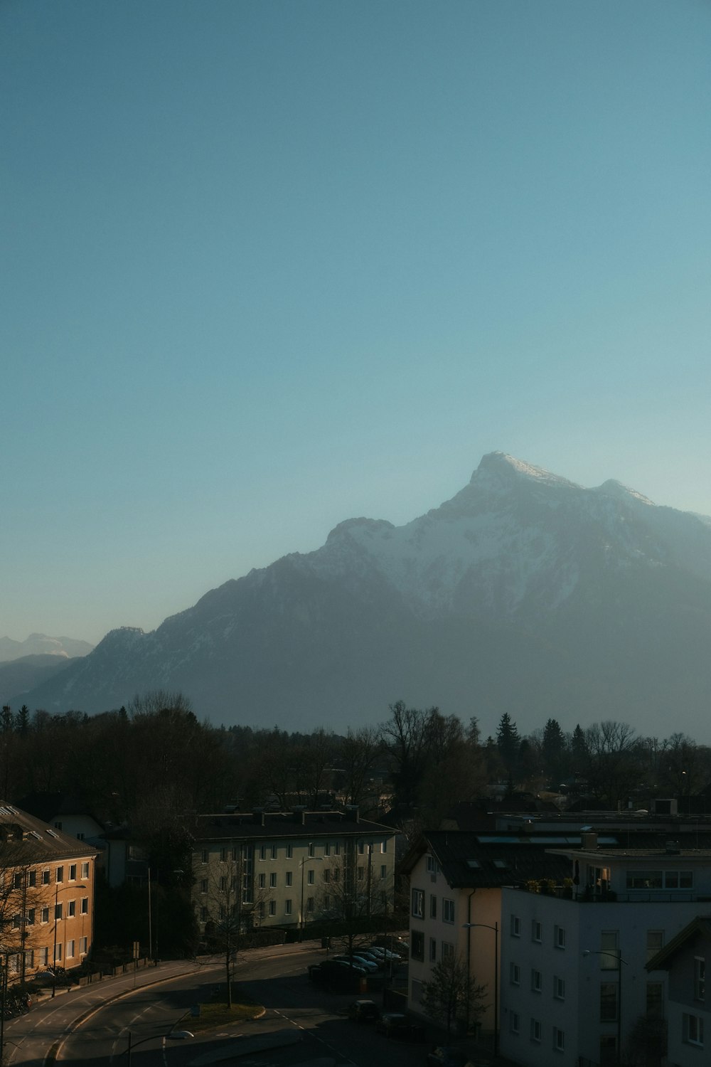 a mountain in the distance