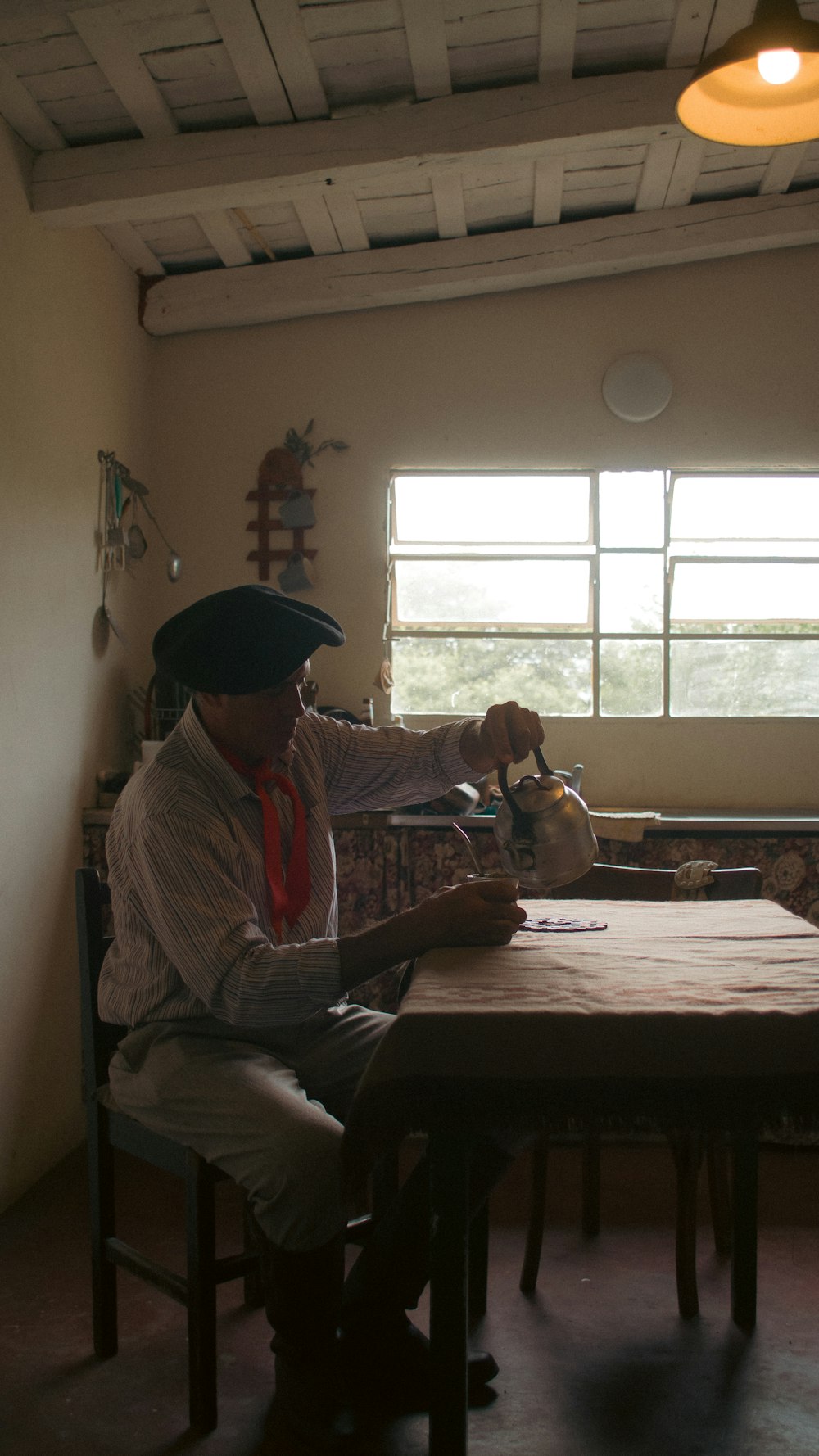 a person sitting at a table