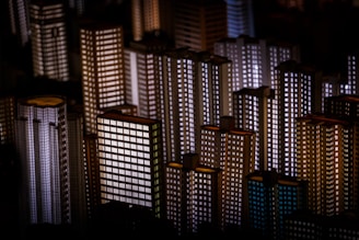 a city skyline at night