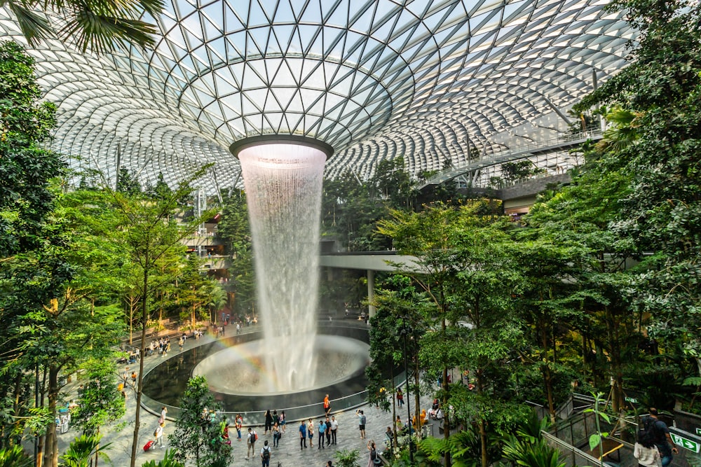 a large indoor water fountain