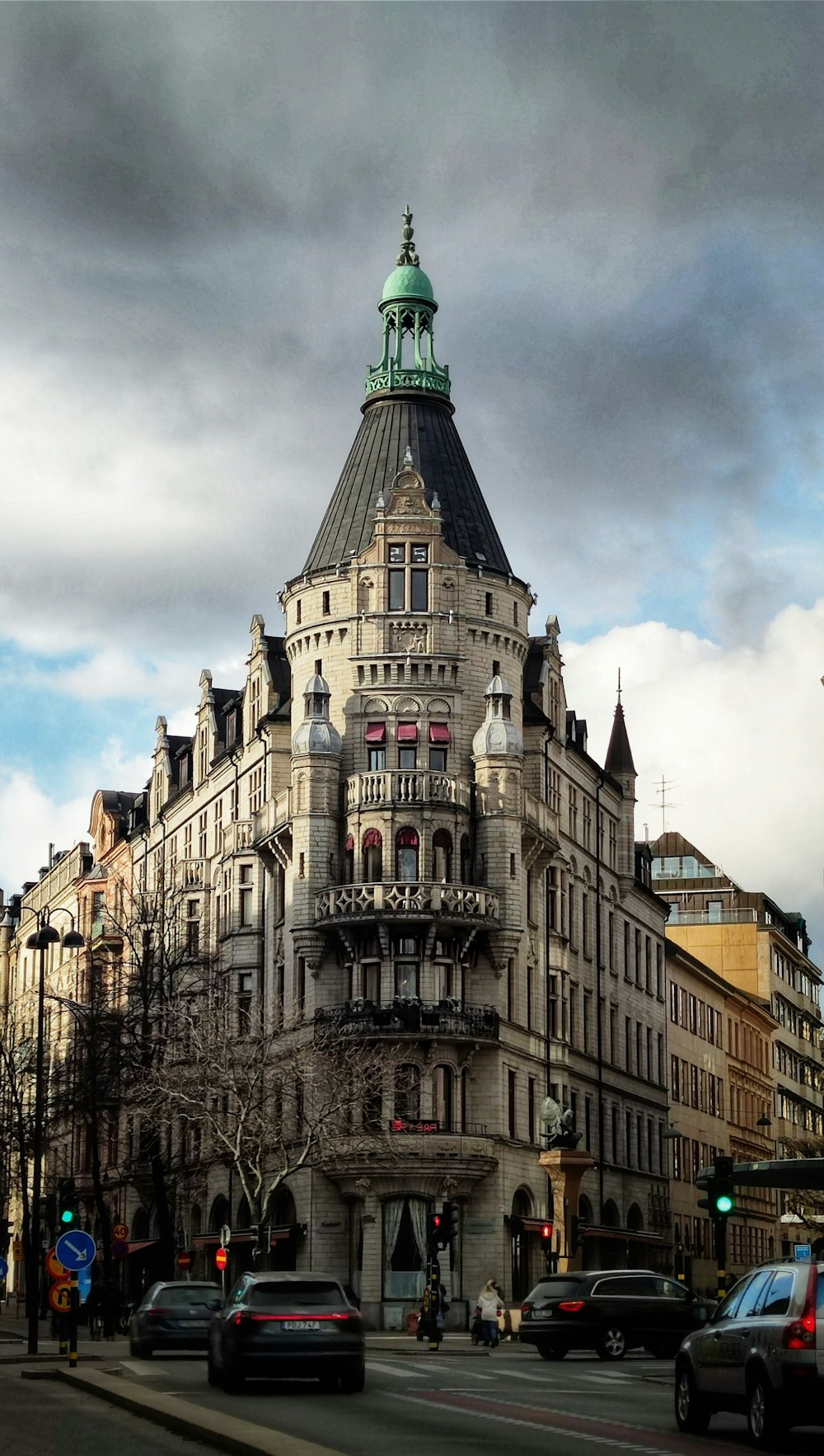 a large building with a tower