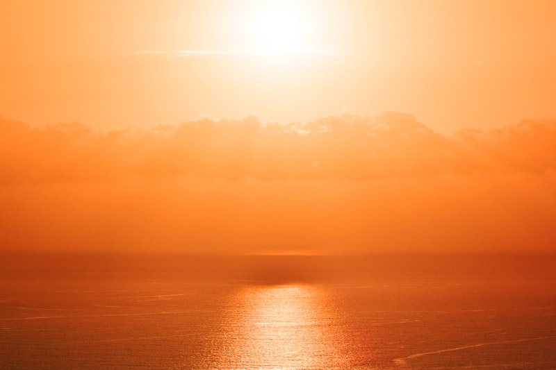 Sunset view of the ocean with clouds from Costa Adeje, Tenerife, Spain.