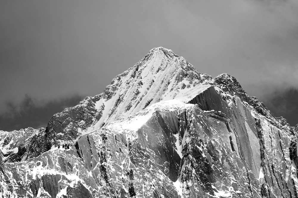 a mountain with snow