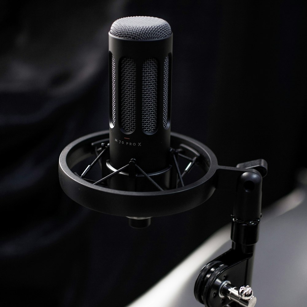 a close up of a microphone on a stand