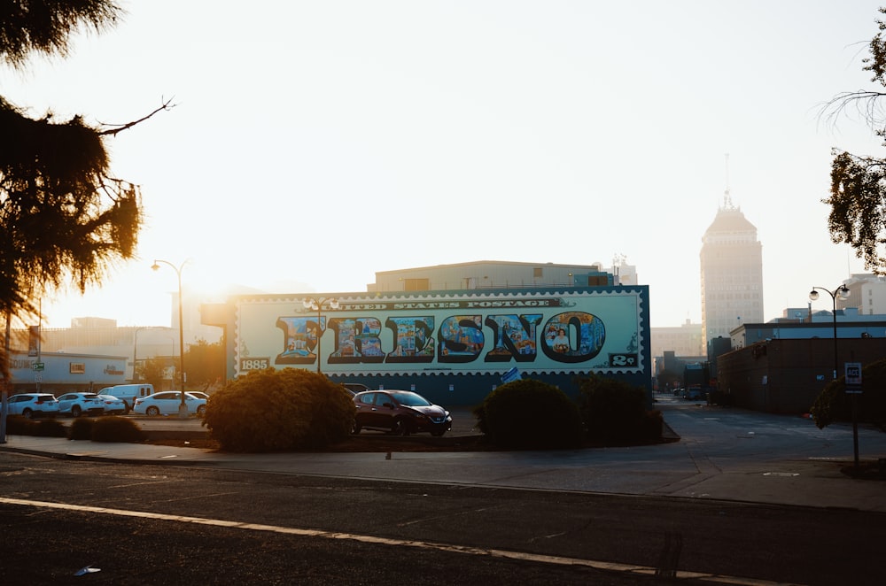 a building with a sign on the side of it