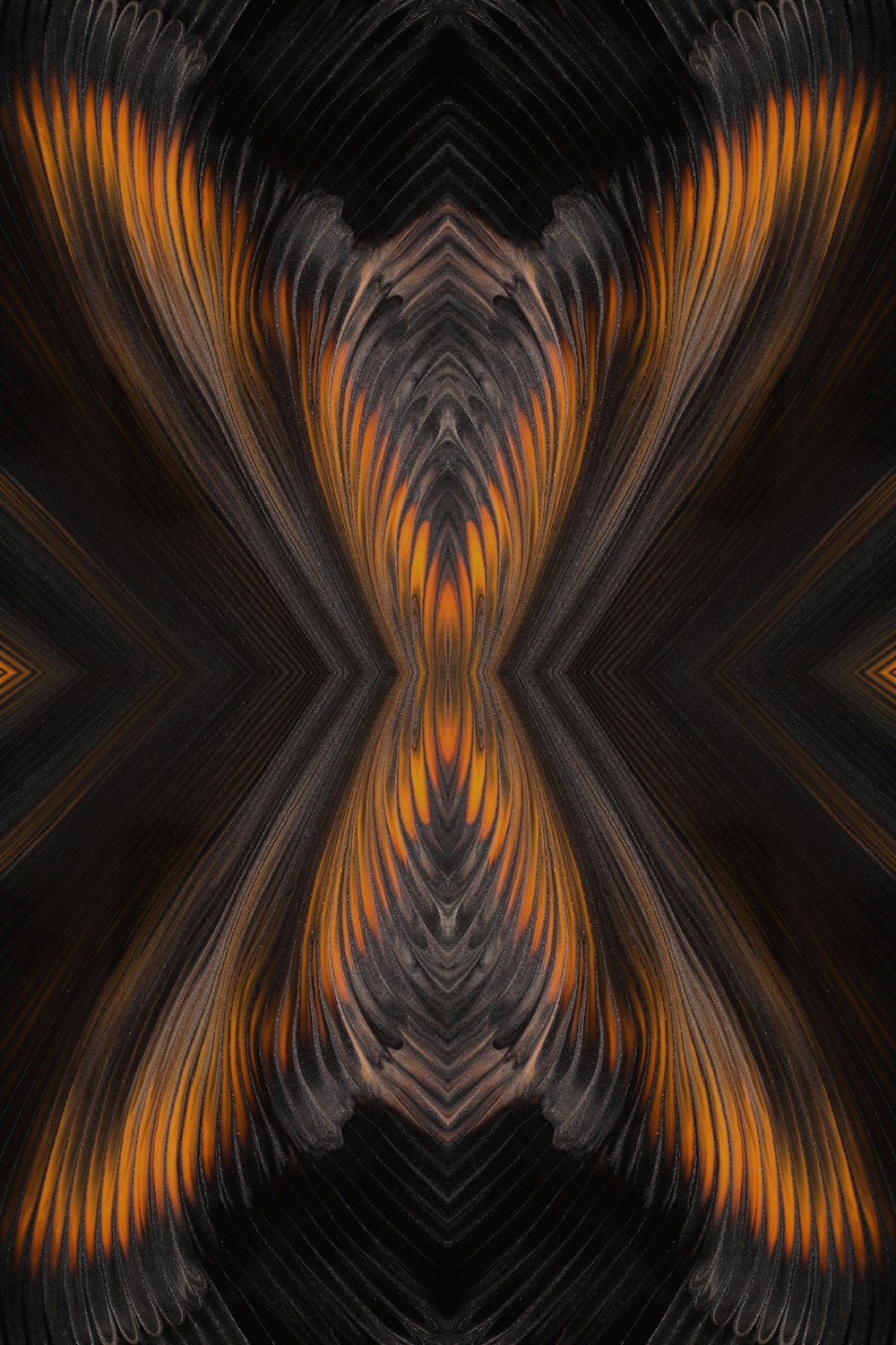 an abstract image of an orange and black pattern