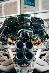 a close up of the engine of a car