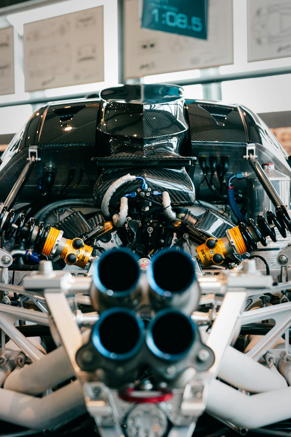 a close up of the engine of a car