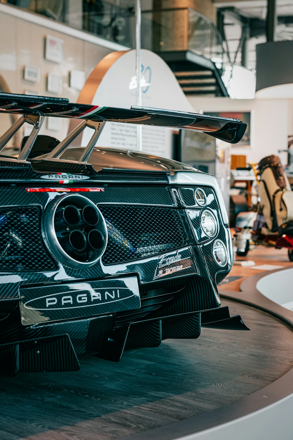 a car is on display at a car show