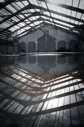 Cleaned industrial warehouse floor shining under natural light