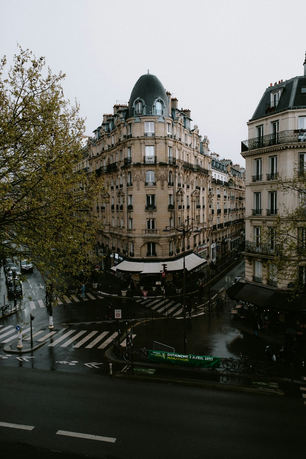 a view of a city street from a high viewpoint