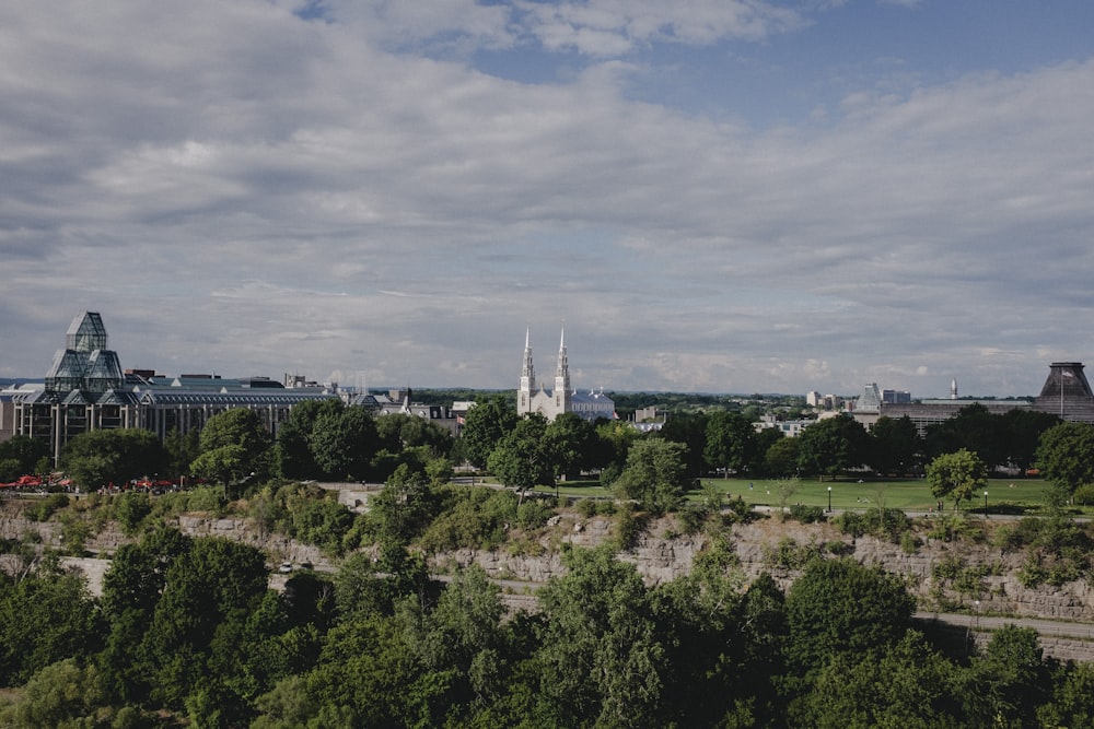 a view of a city from a hill