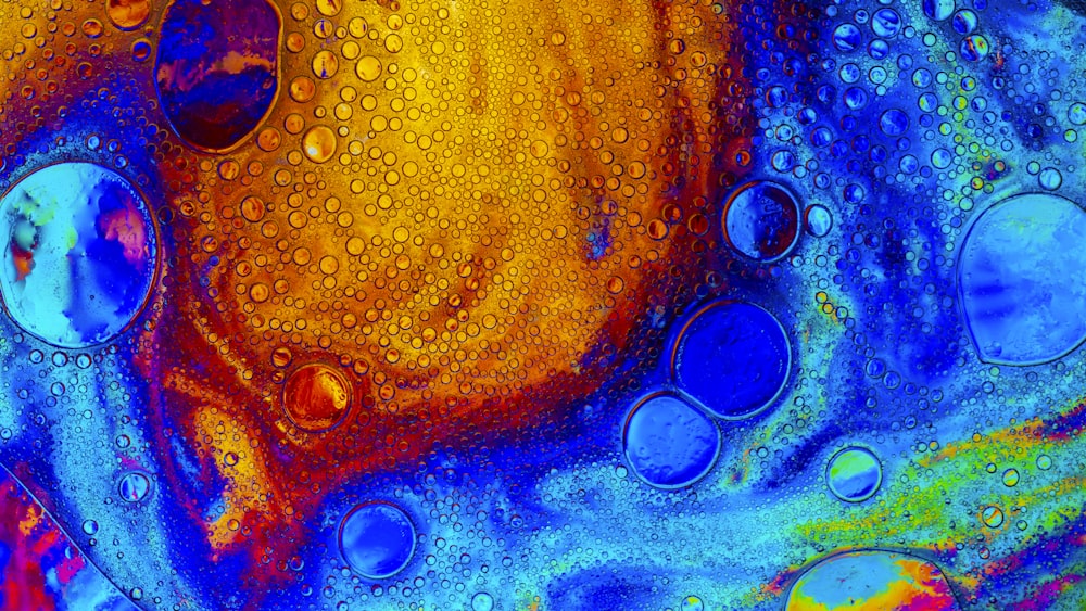 a close up view of a liquid filled with bubbles