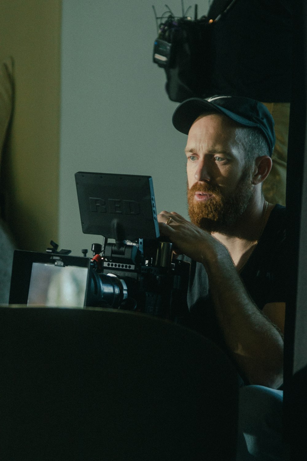 a man sitting in front of a camera