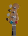 a close up of an electric guitar with a brown background