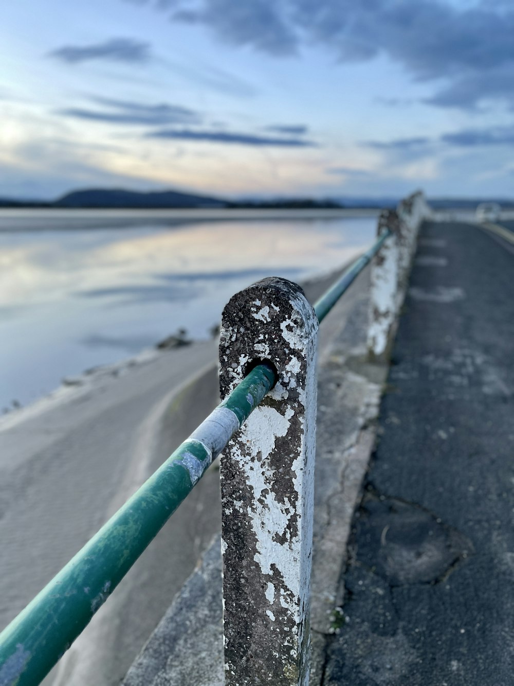 a metal fence near a body of water