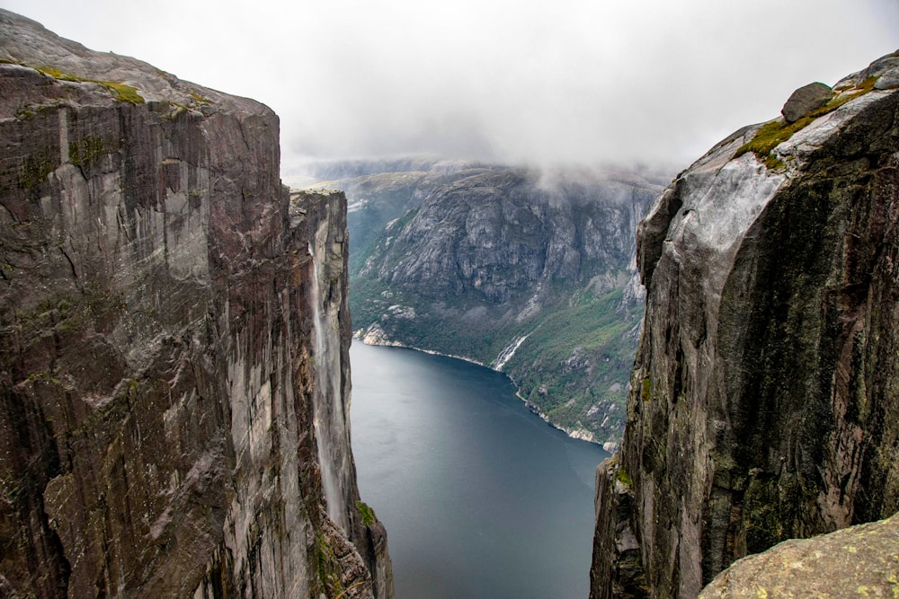 a large body of water surrounded by mountains