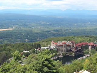 A picturesque landscape of a resort.