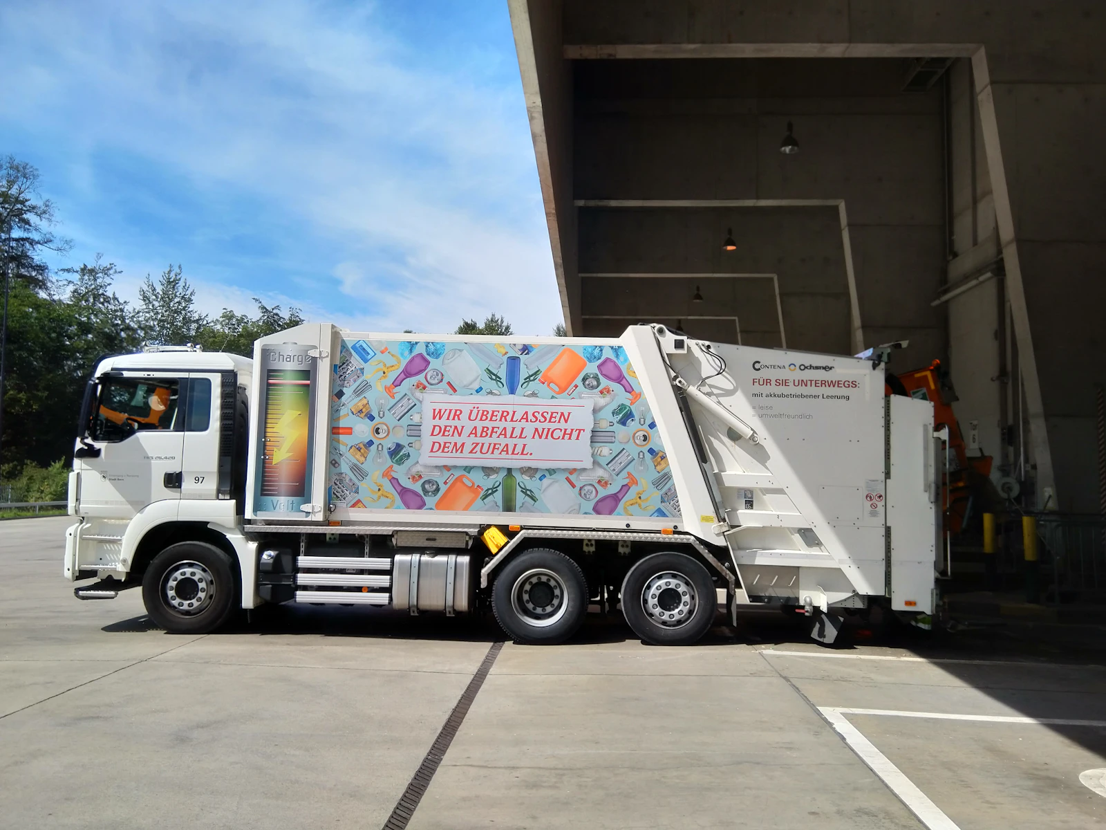 Waste-collection truck on a residential street