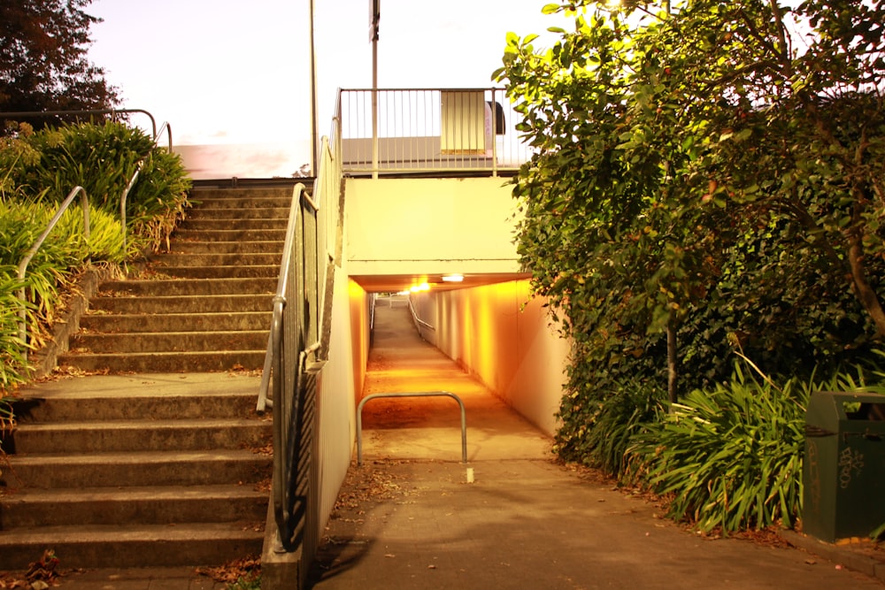 a set of stairs leading up to a building