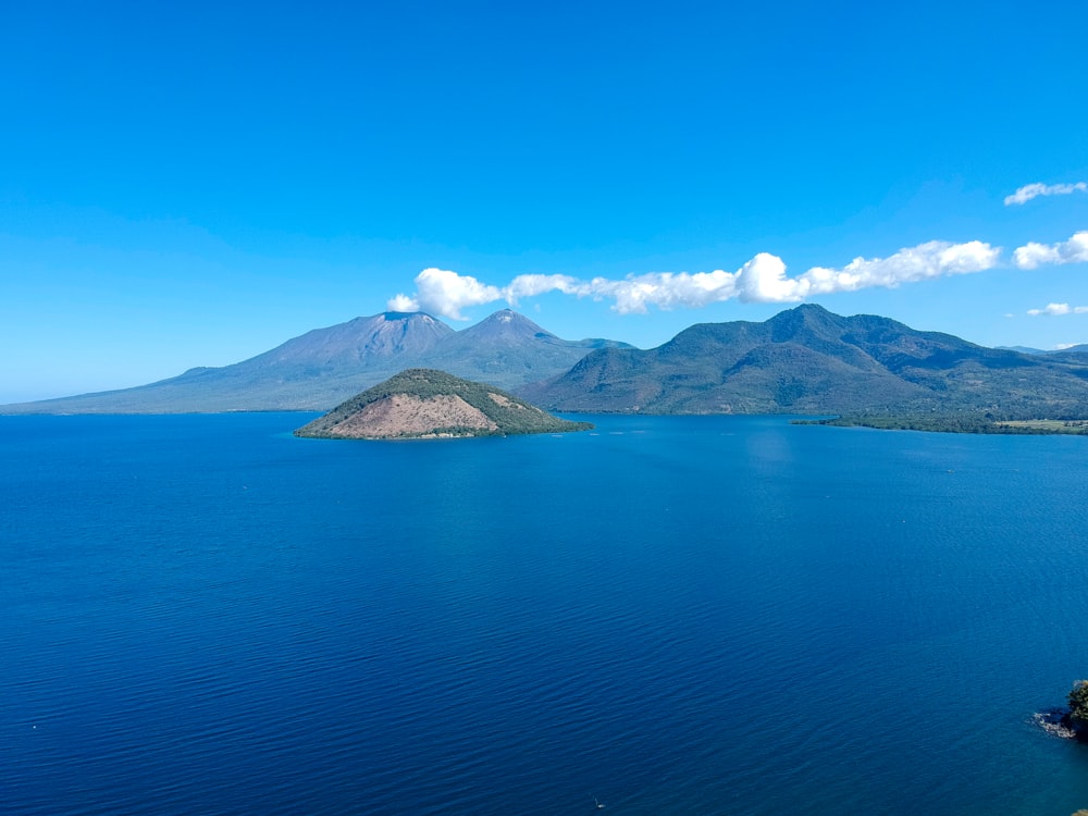 a large body of water surrounded by mountains