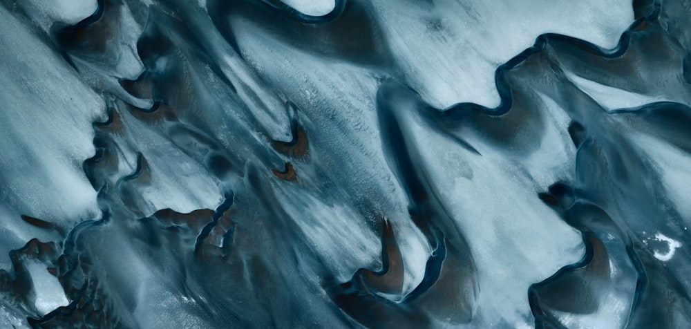 a close up view of ice and water