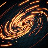 a black hole with orange lights in it