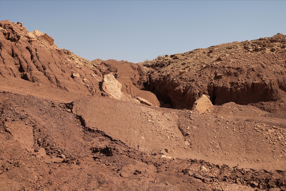 a rocky area with a few rocks in the middle of it