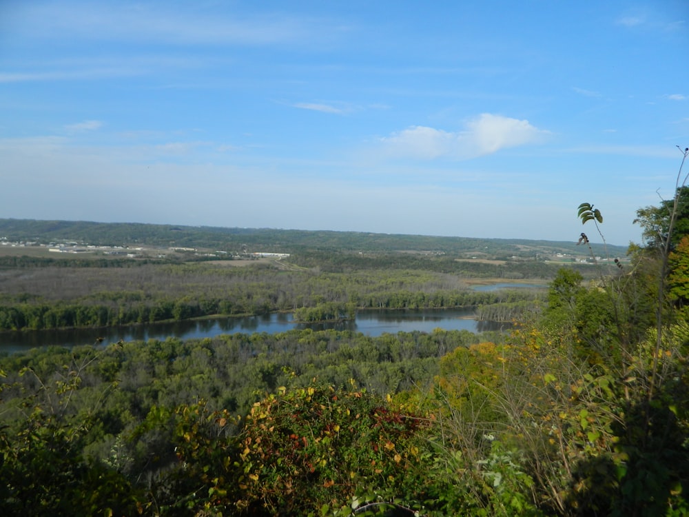 a view of a river from a hill