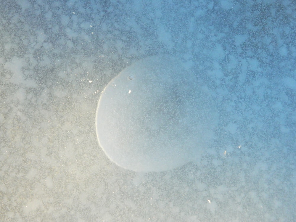 a close up of a white object in the snow