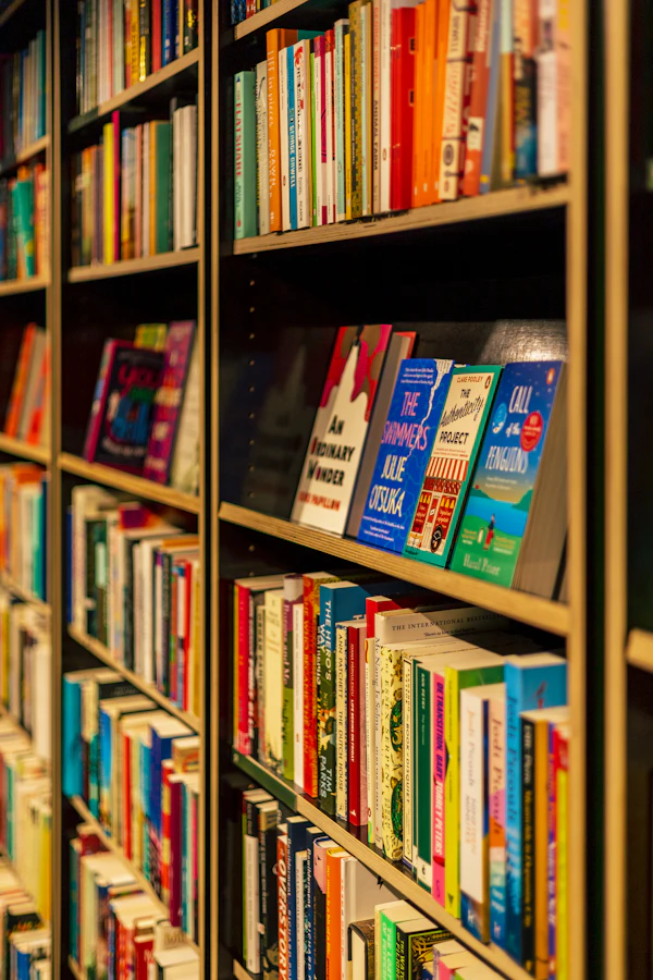 Bookshelf filled with colorful books