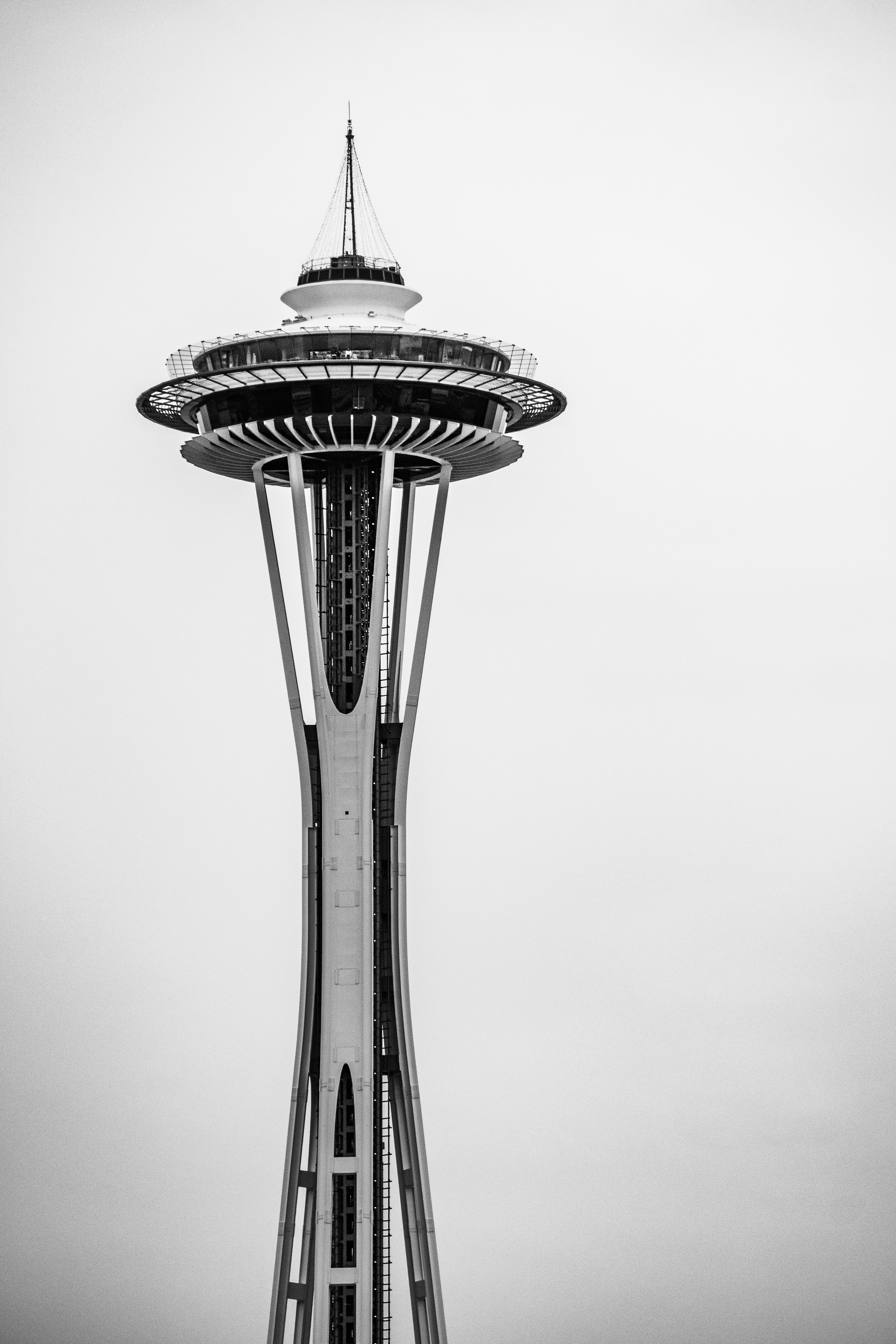 A black and white photo of the space needle photo Free Space needle