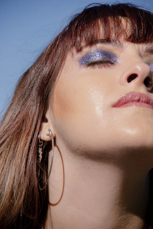 Beauty editorial, blue eyeshadow