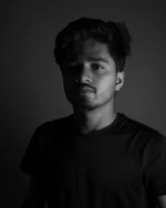 a black and white photo of a man