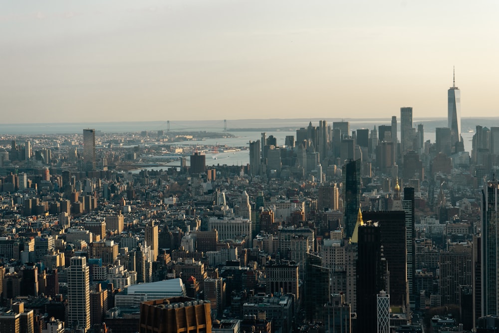 a view of a large city with tall buildings