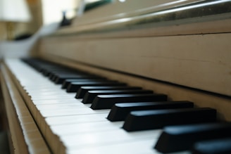 a close up view of a piano keyboard