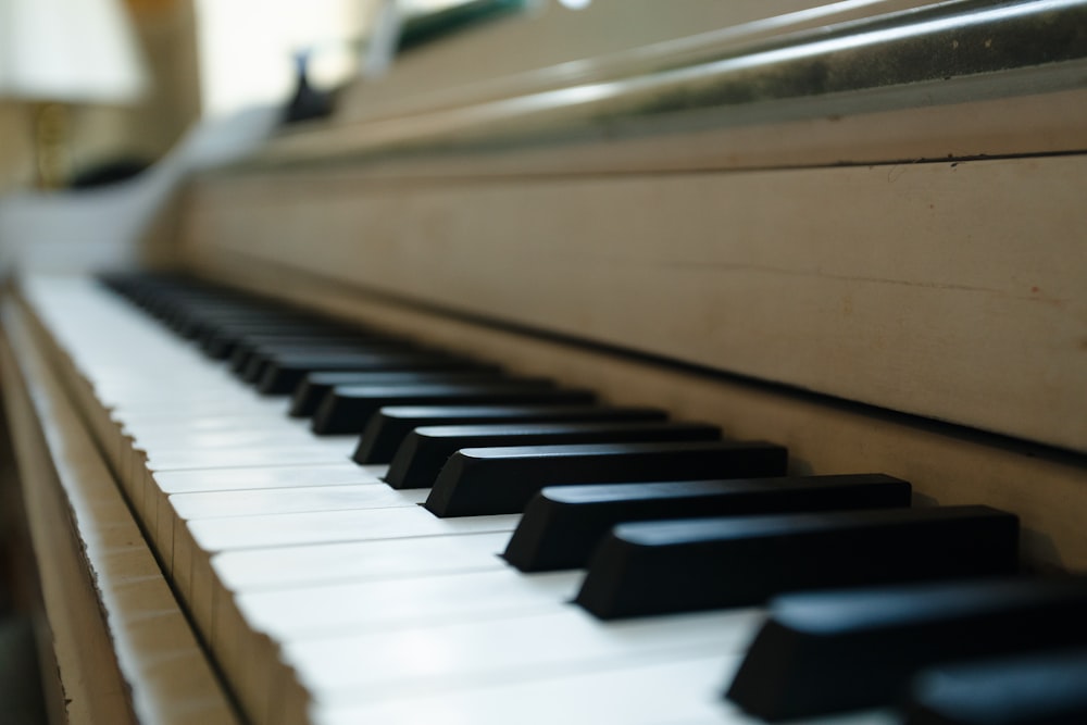 a close up view of a piano keyboard