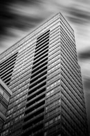 a black and white photo of a tall building