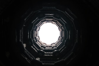 a view of the inside of a dark tunnel