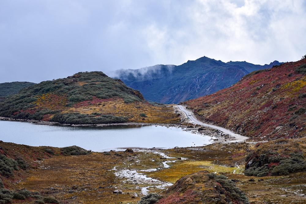 a lake in the middle of a mountain range