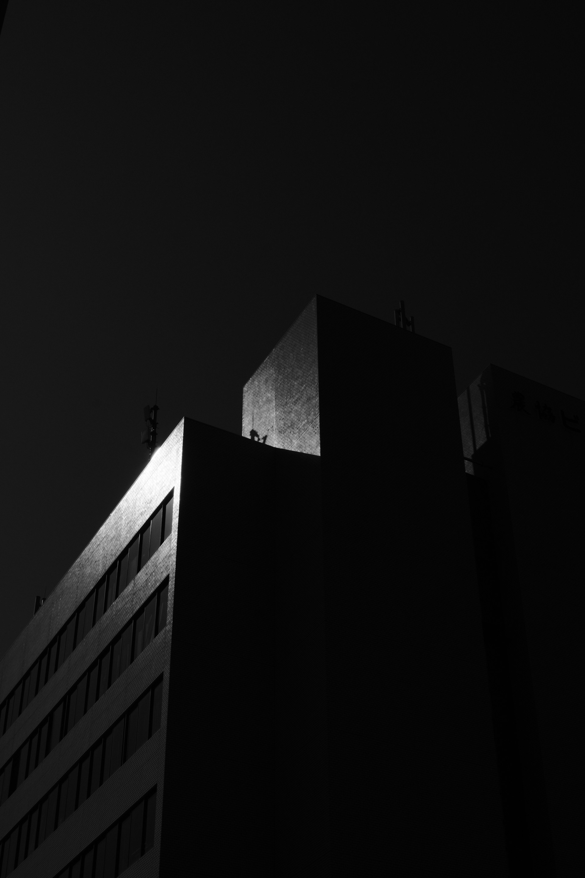 a black and white photo of a tall building
