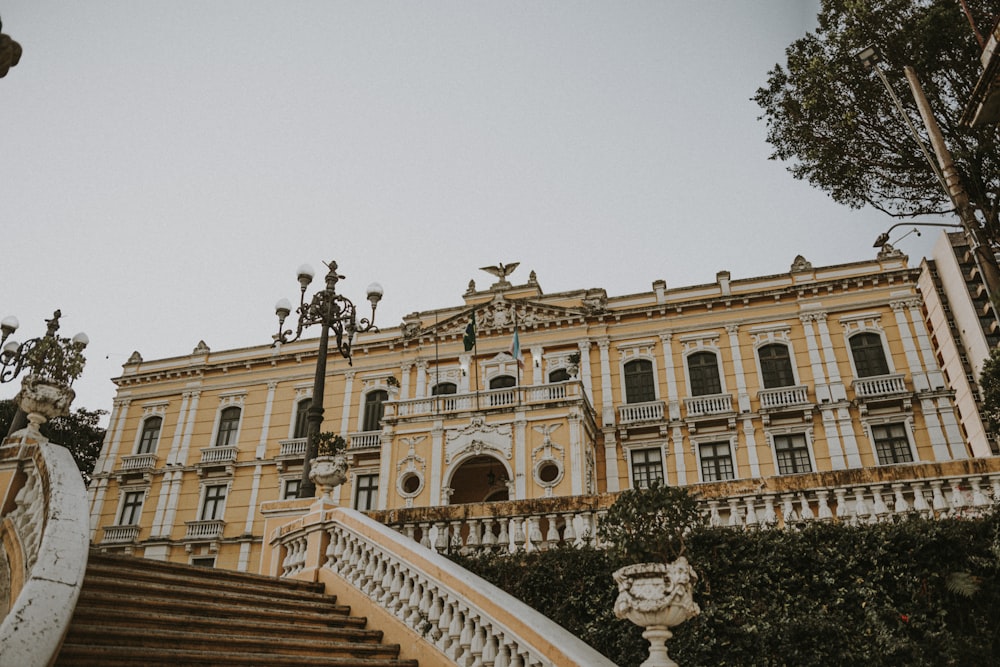 a large building with a staircase leading up to it